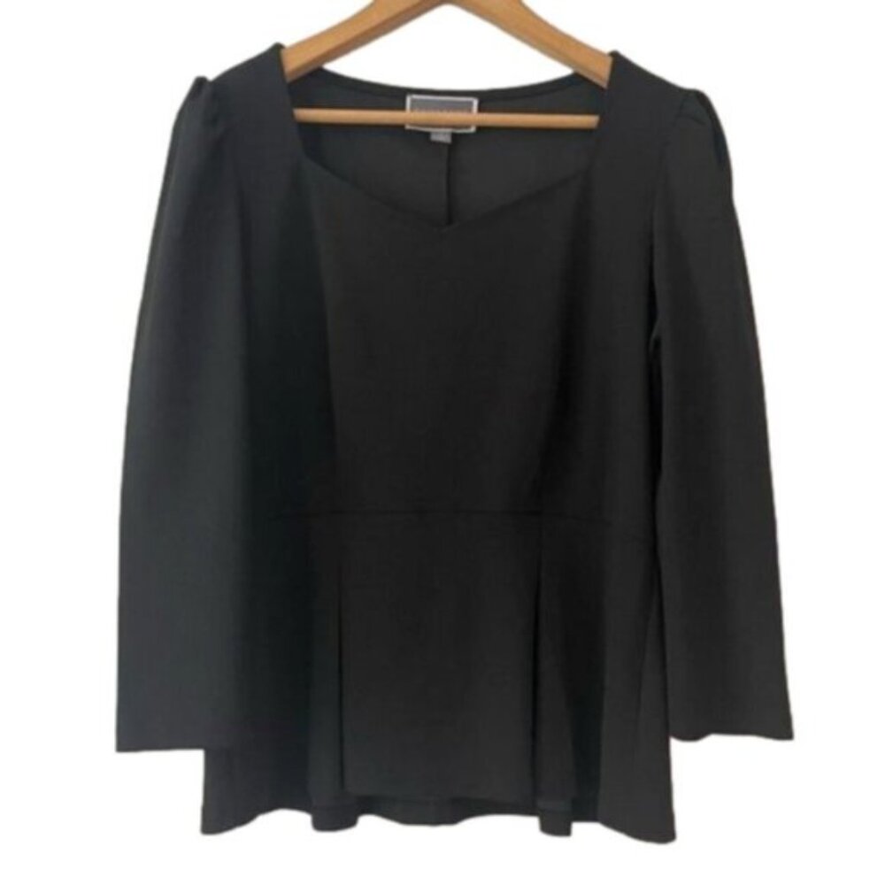 NEW Guillaume Black Luxe Crepe Peplum Top- Size XS (bin 1K)